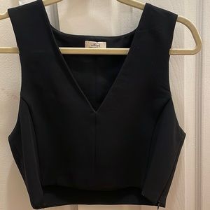 Wilfred (Aritzia) Black Cropped V-Neck | Size Medium